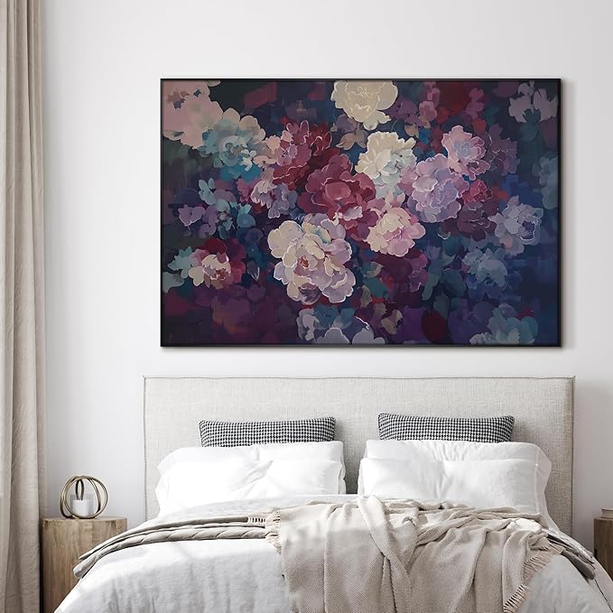 SIGNWIN 46"x72" Extra Large Framed Wall Art Bold Peony Bloom in Colorful Impressionist Style, Lush Floral for Home Living Room Bedroom Decor (Frame Assembly Required)
