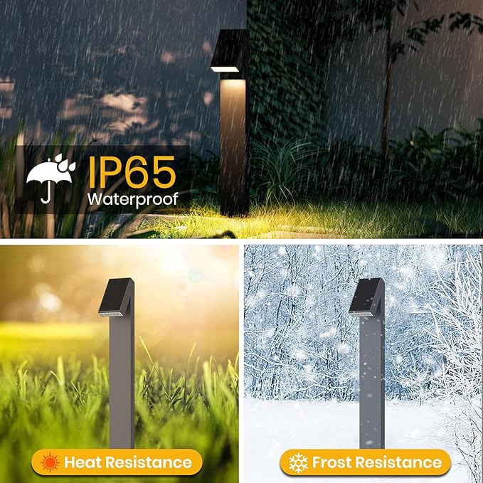 Solar Walkway Light, Dimmable Metal Solar Pathway Light Outdoor IP65 Waterproof, 3000K 500LM Solars Yard Lights for Yard Garden Patio Landscape Lawn