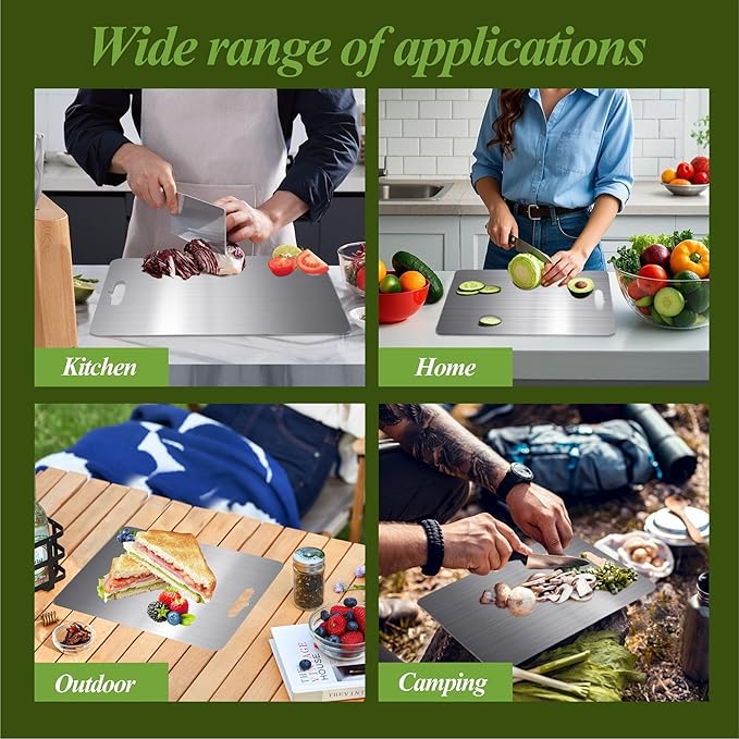 Titanium Cutting Board, 100% Pure Titanium Cutting Boards for Kitchen, Double Sided Food-Grade, Dishwasher Safe Chopping Board for Cutting Meat Vegetable Fruit (18"L x 12"W)