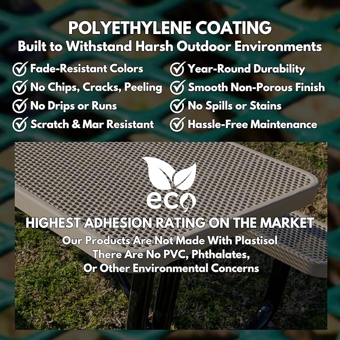 Heavy-Duty Portable Outdoor Picnic Table with Umbrella Hole, Expanded Metal Patio Dining Furniture Made in America (46" Round Top, Textured Copper)