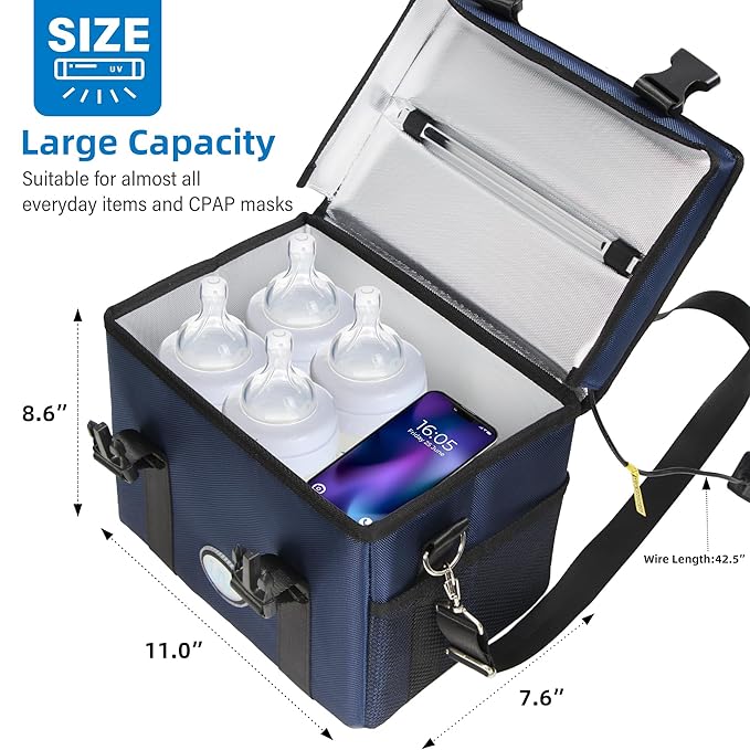 UV Sanitizer Box, 12L Portable Sanitizing and Cleaning Machine with 3-Level Timer, Foldable UV Cleaner Box for Toys, Mask, Towel, Key, Baby Bottle, Etc. Ozone Free UV Cleaning Box 