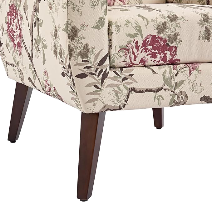 UIXE Floral Accent Chair, Modern Upholstered Armchair in Fabric for Living Room, Comfy Club Arm Chairs Single Sofa Button Tufted Bedroom Reading Seat - Pattern Floral, Set of 2