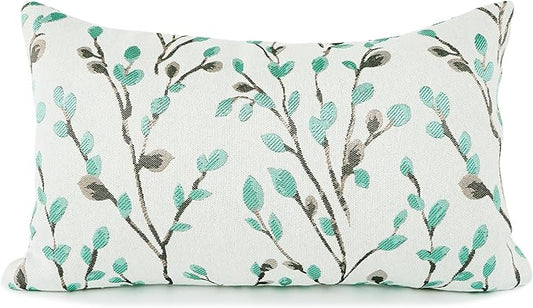 YOUR SMILE Classical Embroidery Jacquard Green Square Decorative Throw Pillow Case Cushion Cover,12x20 inch