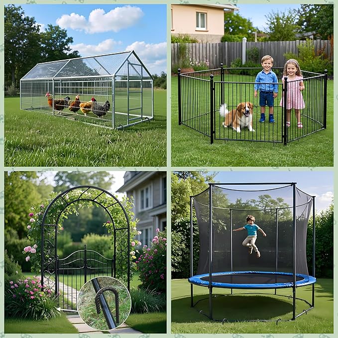 VVOKGO Rebar Stakes 18 Inch J Hook Heavy Duty Ground Anchors (32-Pack), 3/8" Diameter Metal Steel Extra Long Fence Stakes with Chisel Point End for Greenhouse, Gazebo, Carport, Camping Tents, Black