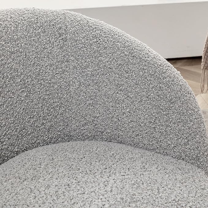 KINWELL 34" W Swivel Barrel Chair Set of 2, Mid Century Modern Round Upholstered Boucle Swivel Accent Chairs, No Assembly Sofa Chair for Living Room Bedroom Reading, Black White