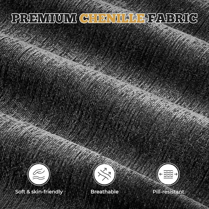 122" Modern L Shaped Modular Sectional Sofa, Boneless Couches for Living Room with Ottoman,4 Seater Convertible Chenille Cloud Couch Sofa Set, No Assembly Required, Grey-Black 1 PCS