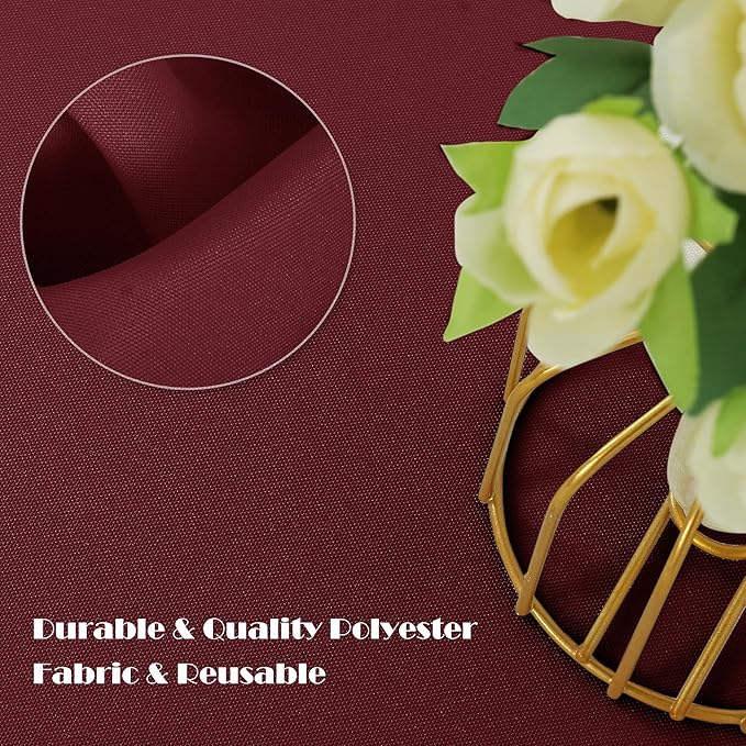 sancua Rectangle Tablecloth - 54 x 54 Inch - Stain and Wrinkle Resistant Washable Polyester Table Cloth, Decorative Fabric Table Cover for Dining Tables, Buffet Parties and Camping, Burgundy