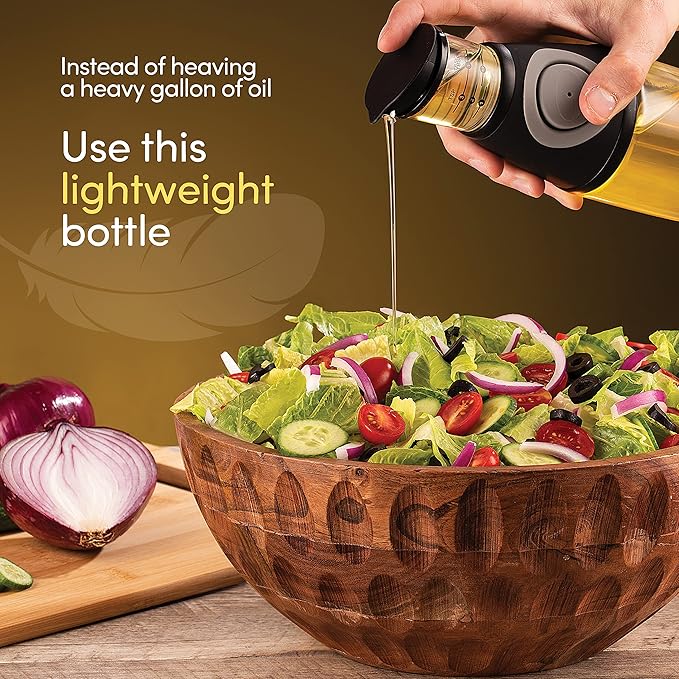 Olive Oil Dispenser Bottle with Pump - Oil Dispenser for Kitchen, Glass Oil and Vinegar Dispenser Set, Measured Cruet for Cooking - Ideal Oil Bottles for Kitchen Gadgets & Gifts, 2 Pack