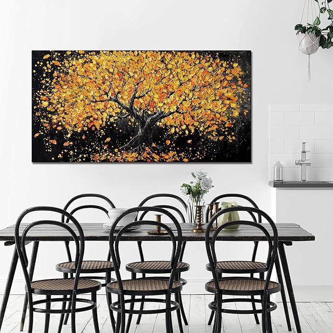 Canvas Wall Art Decor Artwork for Walls Black and Gold Wall Art Decor Tree of Life Wall Art Pictures for Living Room Tree Wall Art Modern Wall Art Prints Art Work for Home Office Wall Decor 20" X 40"
