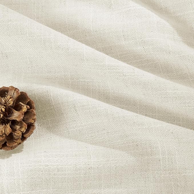 Joydeco Linen Curtains 2 Panel Set,Light Filtering, Ivory on Linen Curtains 84 Inch Curtains for Living Room, Cream Drapes 84 Inches Long Rod Pocket Back Tab Curtains (84" L x 37" W)