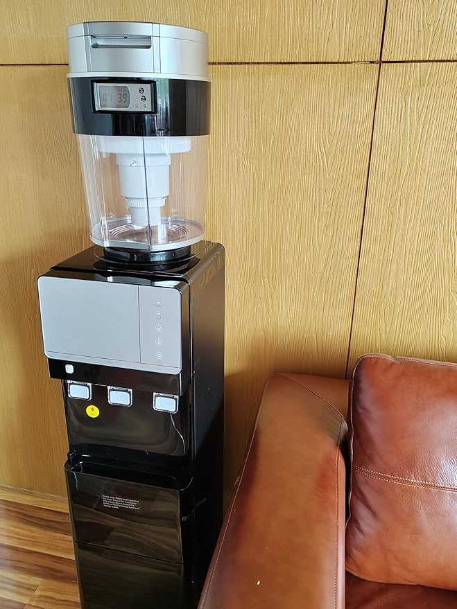 IKT Top Load Water Cooler Dispenser with Ice Maker for 5 Gallon Bottle 27 lbs Daily Capacity 3 Temperature Night Light Black