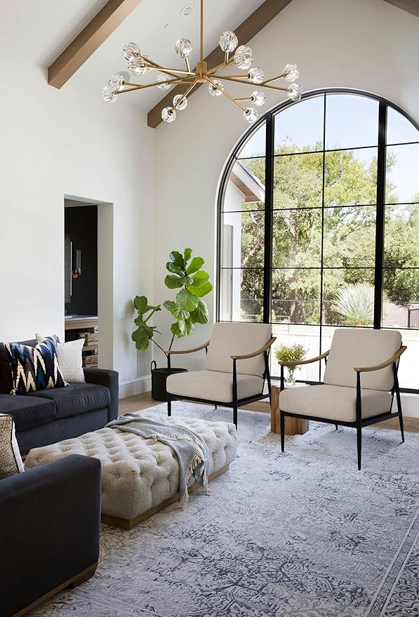 Modern Accent Chair for Living Room Bedroom Mid Century Arm Chair Upholstered Office Accent Chair Comfy Waiting Room Chair with Metal Frame, Beige