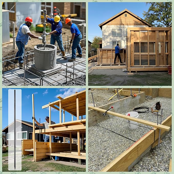 VVOKGO Rebar Stakes 24 Inch Ground Straight Concrete Form Stakes Heavy Duty (8pcs), 3/8" Diameter Metal Steel Spikes Anchors with Chisel Point End for Plant Support, Garden Border,Landscape Edging