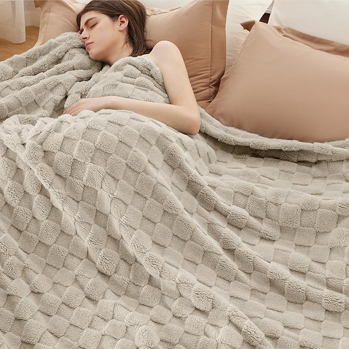 Bedsure GentleSoft Blankets Queen Size for Bed - Super Soft Cozy Blanket for Women Men Girls, Large Fuzzy Fleece Throw for Bedroom Decor, Light Brown, 90x90 Inches