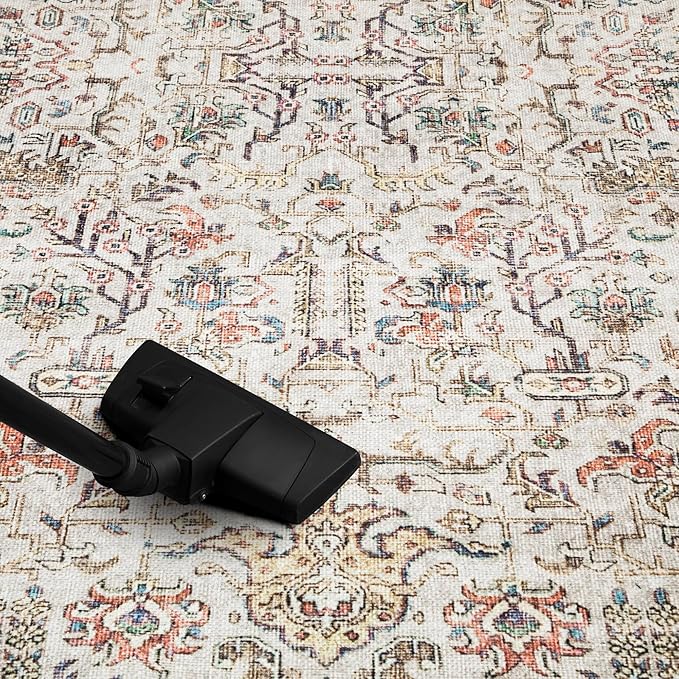 Keen Home Design 6x9 Rug - Machine Washable Area Rug with Non-Slip Backing, Ideal for Living Room, Dining Room, Bedroom - Vintage, Easy Clean, Durable, Low Pile Rug - (6' x 9')
