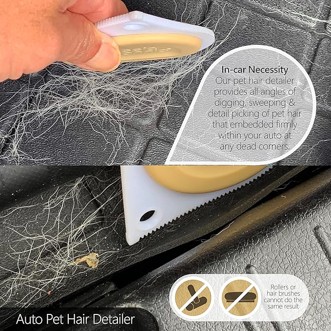 Mini Pet Hair Detailer, Pet Hair Remover for Carpet Couch Bedding Sofa, Car Interior Auto Detailing Supplies, Dog Cat Fur Reusable Brush for Furniture