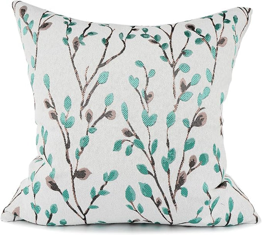 YOUR SMILE Classical Embroidery Jacquard Green Square Decorative Throw Pillow Case Cushion Cover 18x18 inch