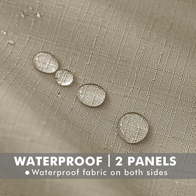 HolidayIdeas 6 Panels Linen Outdoor Curtains for Patio Waterproof Taupe Outside Curtains 54x84 Inch-Gazebo Curtains Weighted Weatherproof, Privacy for Pergola, Porch, Cabana, Deck, Sunroom, Backyard