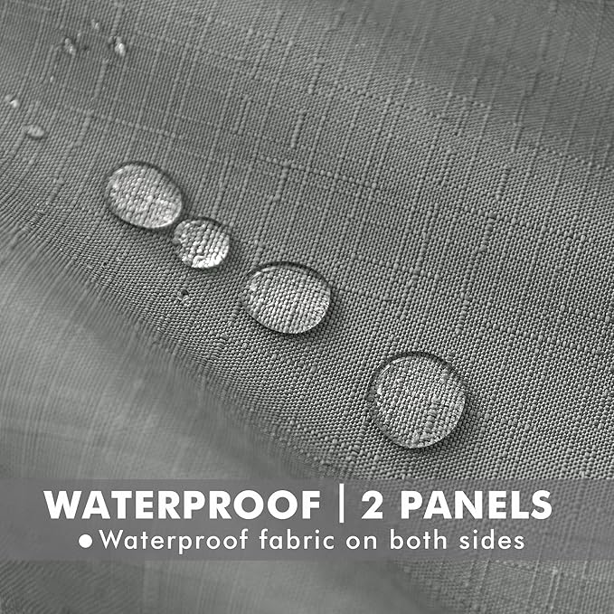 HolidayIdeas 4 Panels Outdoor Curtains for Patio Waterproof Linen Curtains 95 Inch Length-Outside Curtains Heavy Duty, Privacy, Weighted for Pergola, Porch, Gazebo-54 Wide x 95" Long Light Grey