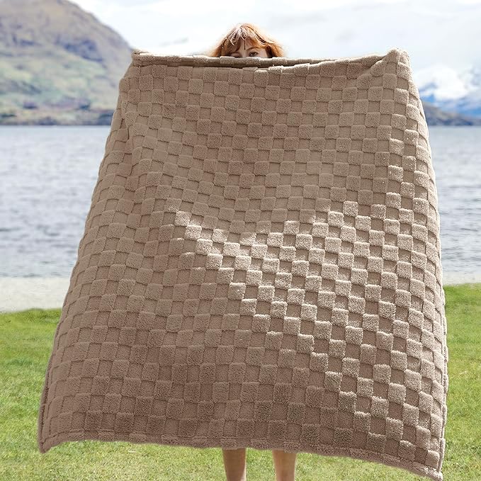 Bedsure GentleSoft Light Taupe Throw Blanket for Couch - Super Soft Cozy Blankets Gifts for Women Men Girls, Cute Small Fleece Throws for Bedroom Home Decor, 50x70 Inches
