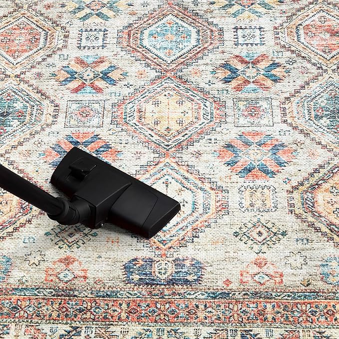 Keen Home Design 2x10 Rug - Machine Washable Runner Rug with Non-Slip Backing, Ideal for Hallway, Entryway, Kitchen, Laundry Room - Vintage, Easy Clean, Durable, Low Pile - (2'6" x 10')