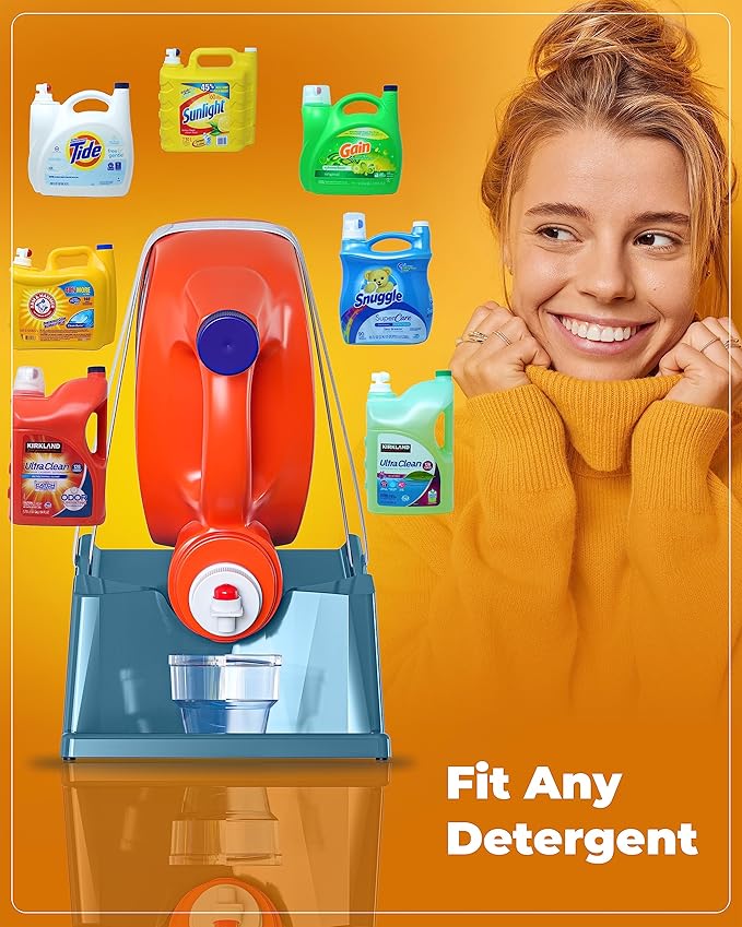 TidyFriend 2 Pack Liquid Laundry Detergent Holder Stand with Drip Tray & Rubber-Grip Feet, Stand for Laundry Room Organization and Storage, Fabric Softener Dispenser with Cup Holder (Slate Grey)