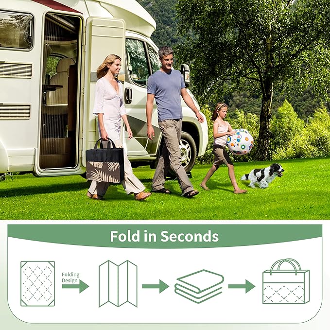 GENIMO Outdoor Rug 5' x 8' Waterproof for Patios Clearance, Reversible Outdoor Plastic Straw Camping Rug Carpet, Large Area Rugs Mats for RV, Camper, Deck, Balcony, Porch, Beach, Picnic, Coffee&Beige