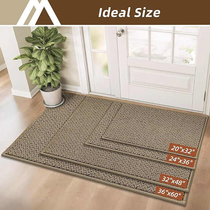 COSY HOMEER-Door-Mat 32"x48" Non Slip Absorbent Entryway Rugs Dirt Trapper Doormats Washable Entrance Mats Low Pile Welcome Floor Mat for Front Back Door and Entry Mats,Taupe