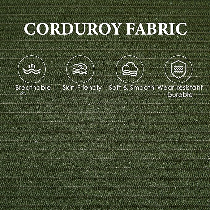 URRED Modular Sectional Sofa Comfy Cloud Couch, Modern Corduroy Sofa Sleeper Deep Seat Couches with Ottoman/Pillows for Living Room (Green, 154'' - U Shape)