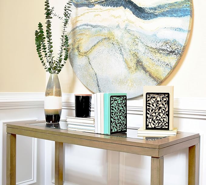 CNK Book Ends Bookends for Decorative Books Holder Bookend Shelves End Hold Heavy Duty Holders Stoppers Metal Stopper Cute Boho Bookshelf Holds Cookbook Office Home Set of 6 Bookends Pair Black