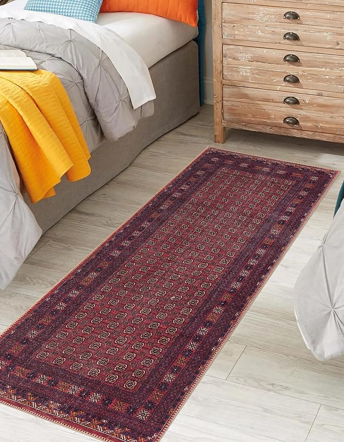 Keen Home Design 2x7 Rug - Machine Washable Runner Rug with Non-Slip Backing, Ideal for Hallway, Entryway, Kitchen, Laundry Room - Vintage, Easy Clean, Durable, Low Pile Rug - (2'6" x 7')