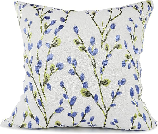 YOUR SMILE Classical Embroidery Jacquard Blue Square Decorative Throw Pillow Case Cushion Cover 18x18 inch