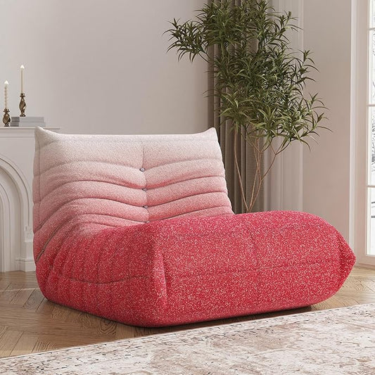 Bean Bag Chair, Fireside Chair Bean Bag Sofa Large Bean Bag Chair for Adults, Bean Bag Chairs for Teens with High Density Comfortable Foam, Memory Foam Bean Bag for Living Room, Bedroom (Pink&White)