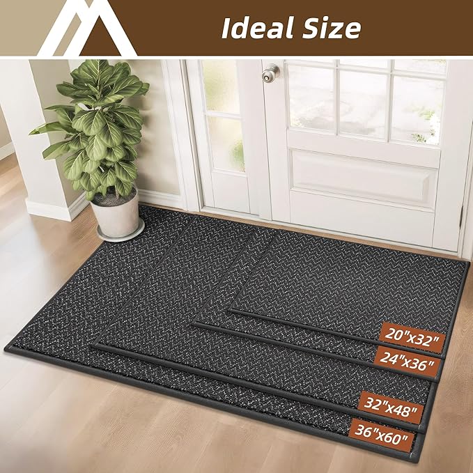 COSY HOMEER-Door-Mat 24"x36" Non Slip Absorbent Entryway Rugs Dirt Trapper Doormats Washable Entrance Mats Low Pile Welcome Floor Mat for Front Back Door and Entry Mats,Dark Grey