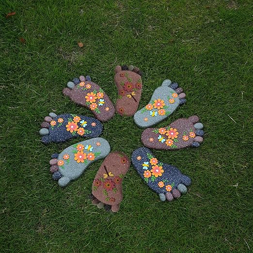 Stepping Stones Outdoor - Garden Decorative Stones for Patio, Deck, Garden or Sidewalk Home Decor Footprint Shaped Stepping Stones Set of 2 (Dark Brown)