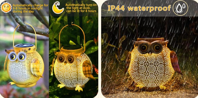 Add Warm Charm to Your Garden with 2-Pack Solar Owl Lanterns — Waterproof Metal Hanging Lights for Outdoor Décor
