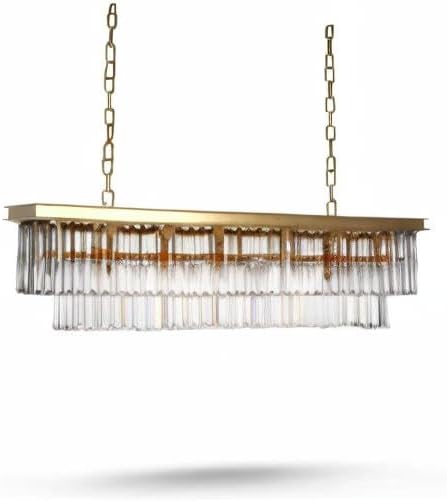 L39.4 W10.2 Gold Rectangle Modern Crystal Chandeliers Lighting Pendant Ceiling Lights Fixture Lamp for Dining Living Room