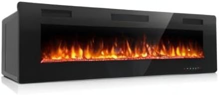 Antarctic Star 42 Inch Electric Fireplace in-Wall Recessed and Wall Mounted, Fireplace Heater and Linear Fireplace with Multicolor Flame, Timer, 750/1500W Control by Touch Panel & Remote