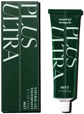 Plus Ultra Organic Fluoride-Free Gel Toothpaste in Aluminum Tube | Eco-Friendly, SLS Free | Made with Aloe, Peppermint, Bamboo Extract | for Sensitivity & Whitening | Made in USA, 4.7oz (Pack of 1)