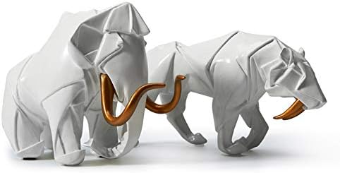 HAUCOZE Dinosaur Statue Arts Animal Figurine Modern Decor Leopard Sculpture Polyresin White 9.8inch