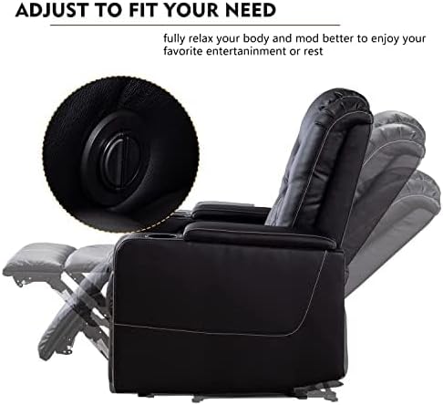 CANMOV Electric Power Recliner Chair Set of 2, Breathable Leather Home Theater Seating with Hidden Arm Storage, Power Recliner Chair for Living Room with USB Ports and Cup Holders,Black