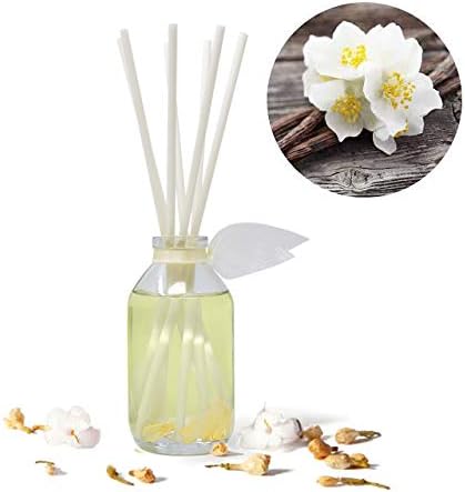 LOVSPA Reed Diffuser Set, Jasmine Vanilla Scented Oil Diffuser with Sticks, Home Fragrance Accessories for Bathroom Shelf Decor, Aroma Diffusers for Home or Office Desk, USA Made