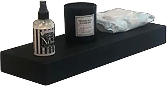 joelsantiques - 18 Inch Wooden Floating Shelves for Wall - 18x6x2 in - Made of Natural Wood - Short Heavy Duty Rustic Wall Shelves for Bedroom - Perfect for Bathroom, Kitchen - Black