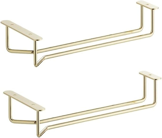 Soro Essentials Set of 2 Brass Plated 10" Glass Hangers, Rust Resistant