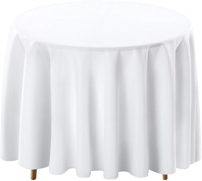 Surmente White Tablecloth for Round Tables, 108-inch Round Table Cloths for Weddings, Banquets, or Restaurants