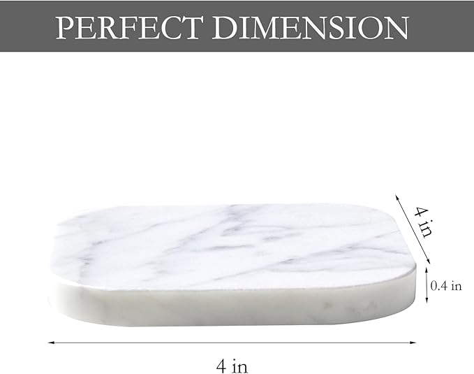 𝐋𝐮𝐱𝐮𝐫𝐲 𝐈𝐭𝐚𝐥𝐢𝐚𝐧 100% Marble Tile Coasters – Set of 4 – Square Modern Bar Coasters for Drinks, Coffee –Stone Holder for Home Décor, Housewarming Gifts (Carrara White)