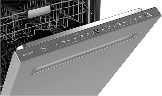 SHARP SDW6767HS Smart Dishwasher Works with Alexa. Includes LED Interior lights, Stainless Steel interior, Heated Dry with Fan Assist, Wash Zone cleans half load on either rack, Adjustable Third Rack