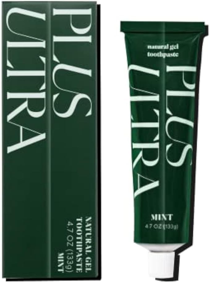 Plus Ultra Organic Fluoride-Free Gel Toothpaste in Aluminum Tube | Eco-Friendly, SLS Free | Made with Aloe, Peppermint, Bamboo Extract | for Sensitivity & Whitening | Made in USA, 4.7oz (Pack of 1)