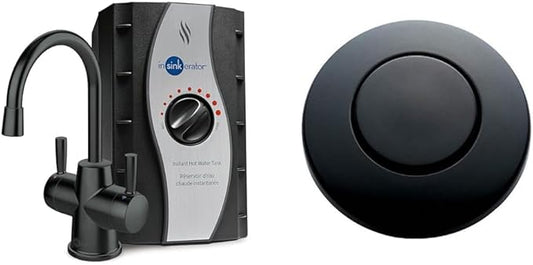 InSinkErator Stainless Steel Tank, HC250MBLK-SS HOT250 System & STC-MTBLK Push SinkTop Switch Button, Matte Black