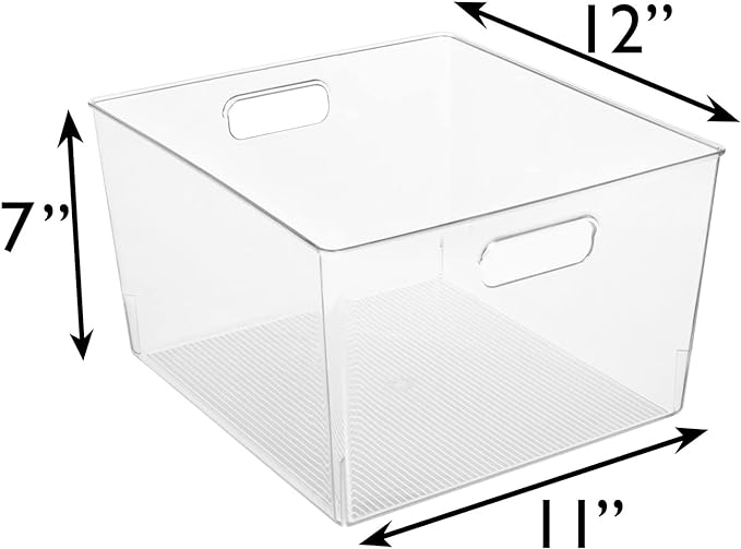 ClearSpace Clear Plastic Storage Bins – XL 4 Pack Perfect for Kitchen,Fridge, Pantry Organization, Cabinet Organizers